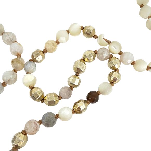 CHAN LUU Semi-Precious Necklace or Wrap Bracelet in White & Gold - Picture 12 of 12